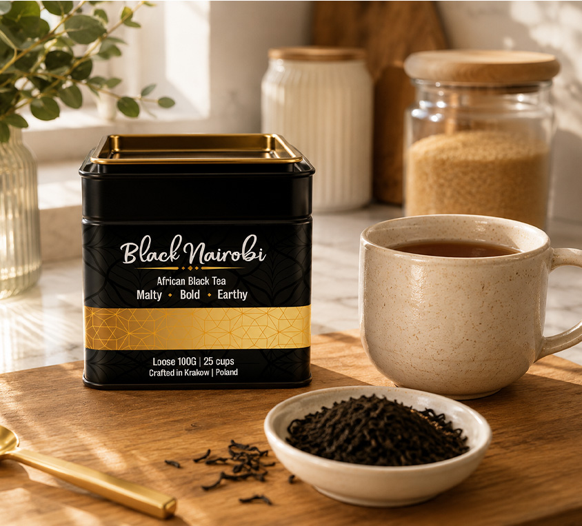 Black Nairobi Leo Tea w eleganckiej puszce